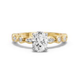 Image for Oval Pave Basket Ring with Alternating Marquise band