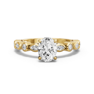 Image for Oval Pave Basket Ring with Alternating Marquise band