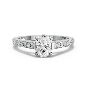 Image for Oval Pave Basket Ring with Cathedral Pave band