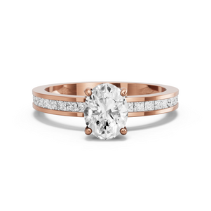 Image for Oval Pave Basket Ring with Channel band