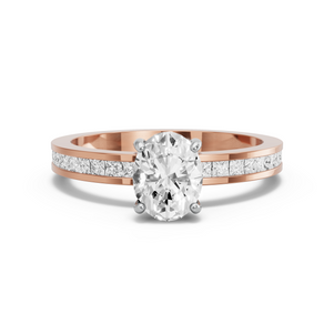 Image for Oval Pave Basket Ring with Channel band