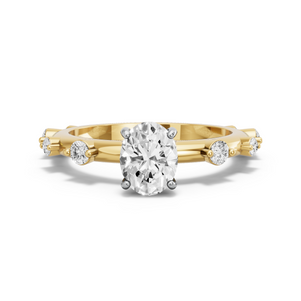 Image for Oval Pave Basket Ring with Floating Station band