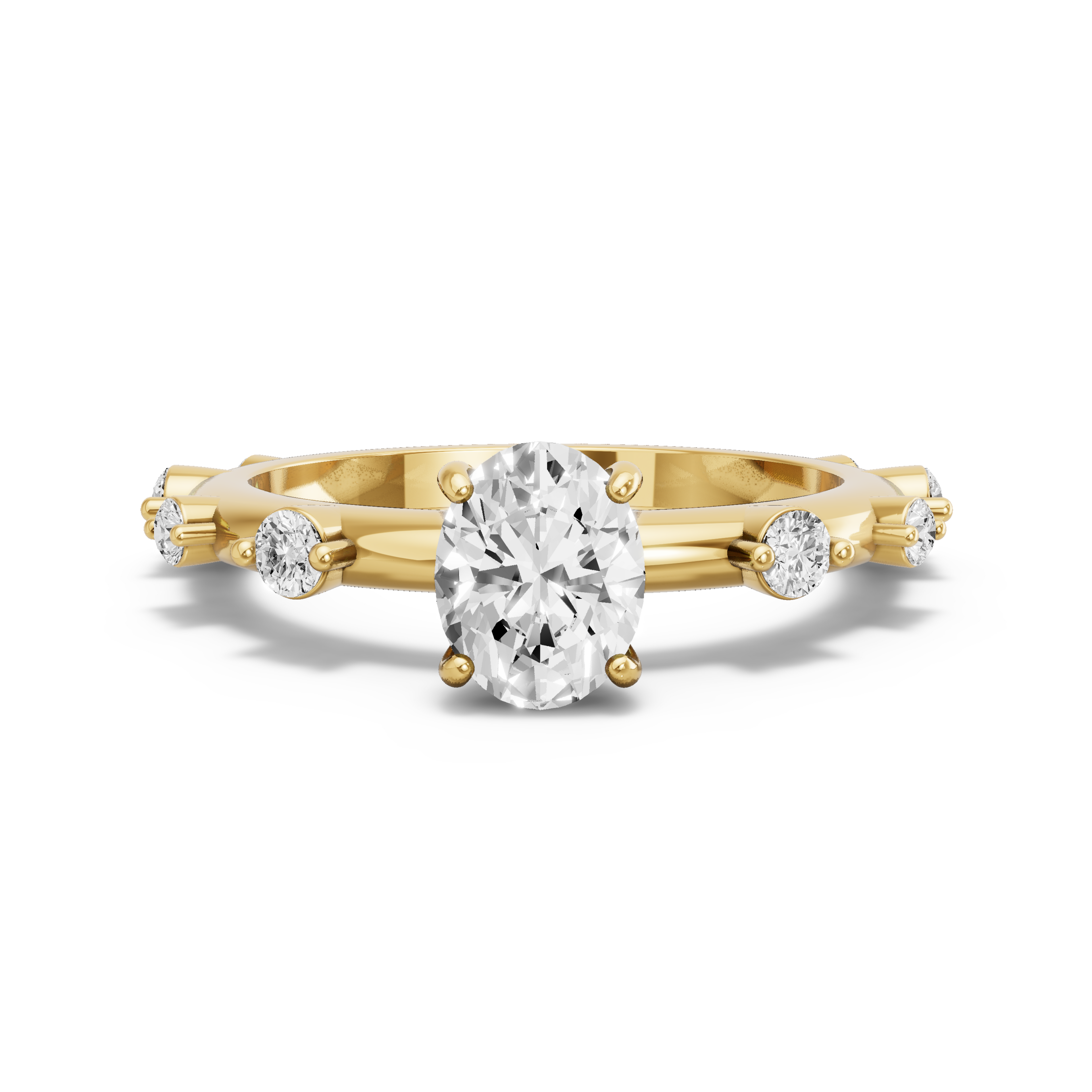 Image for Oval Pave Basket Ring with Floating Station band