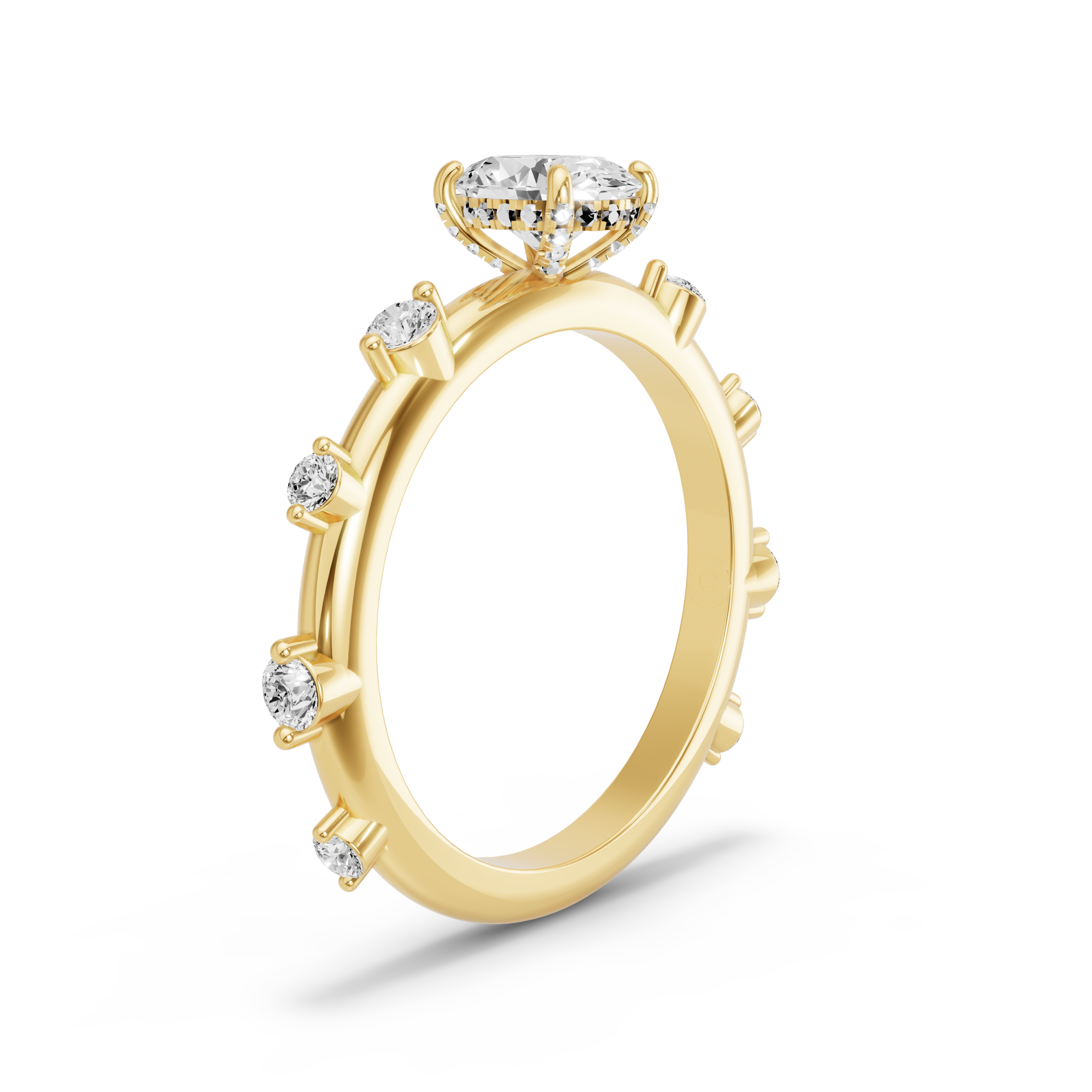 Image for Oval Pave Basket Ring with Floating Station band