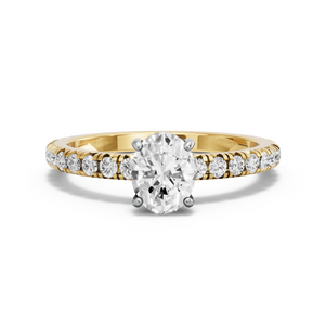 Image for Oval Pave Basket Ring with French Pave band