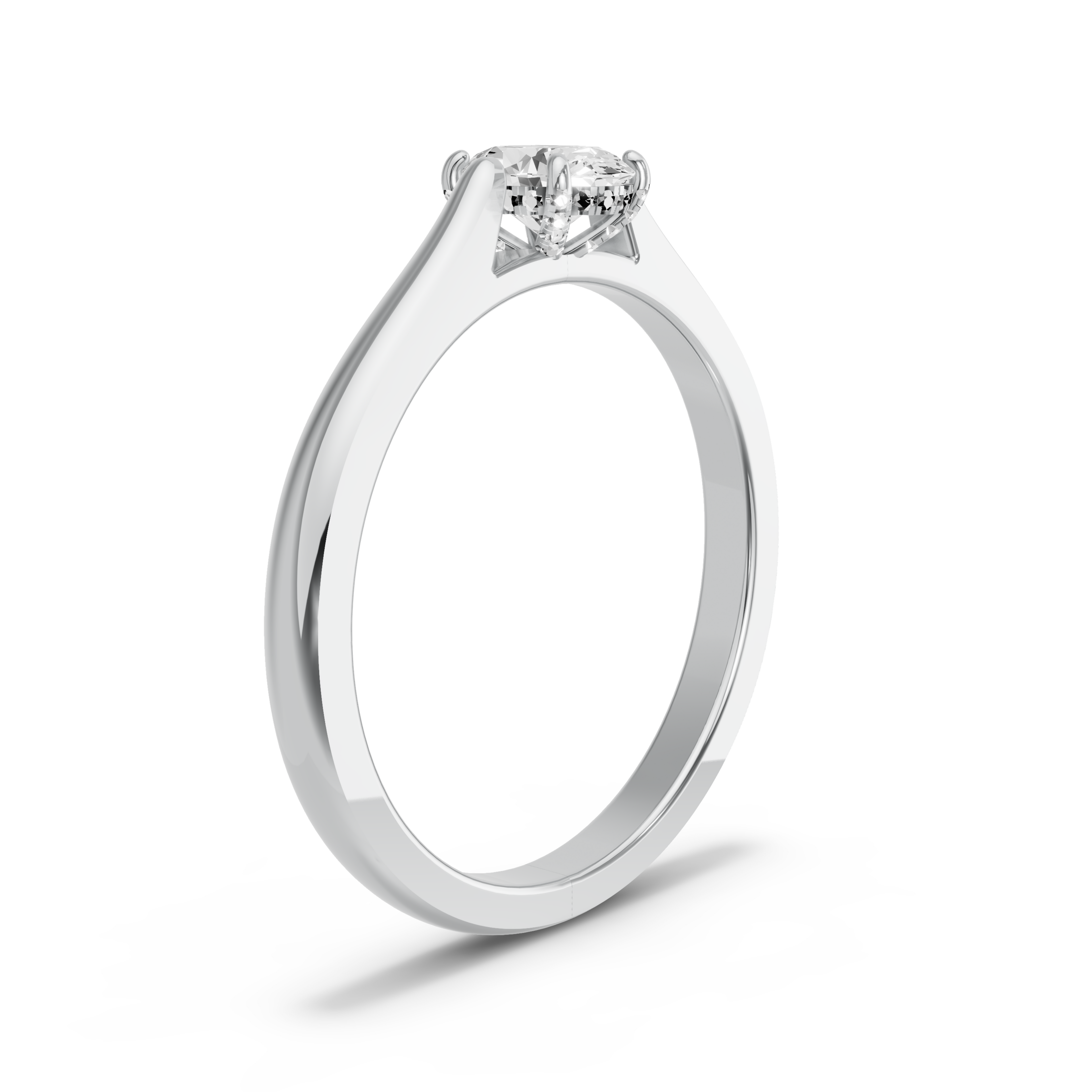 Image for Oval Pave Basket Ring with Knife Edge Cathedral band in 18K White Gold