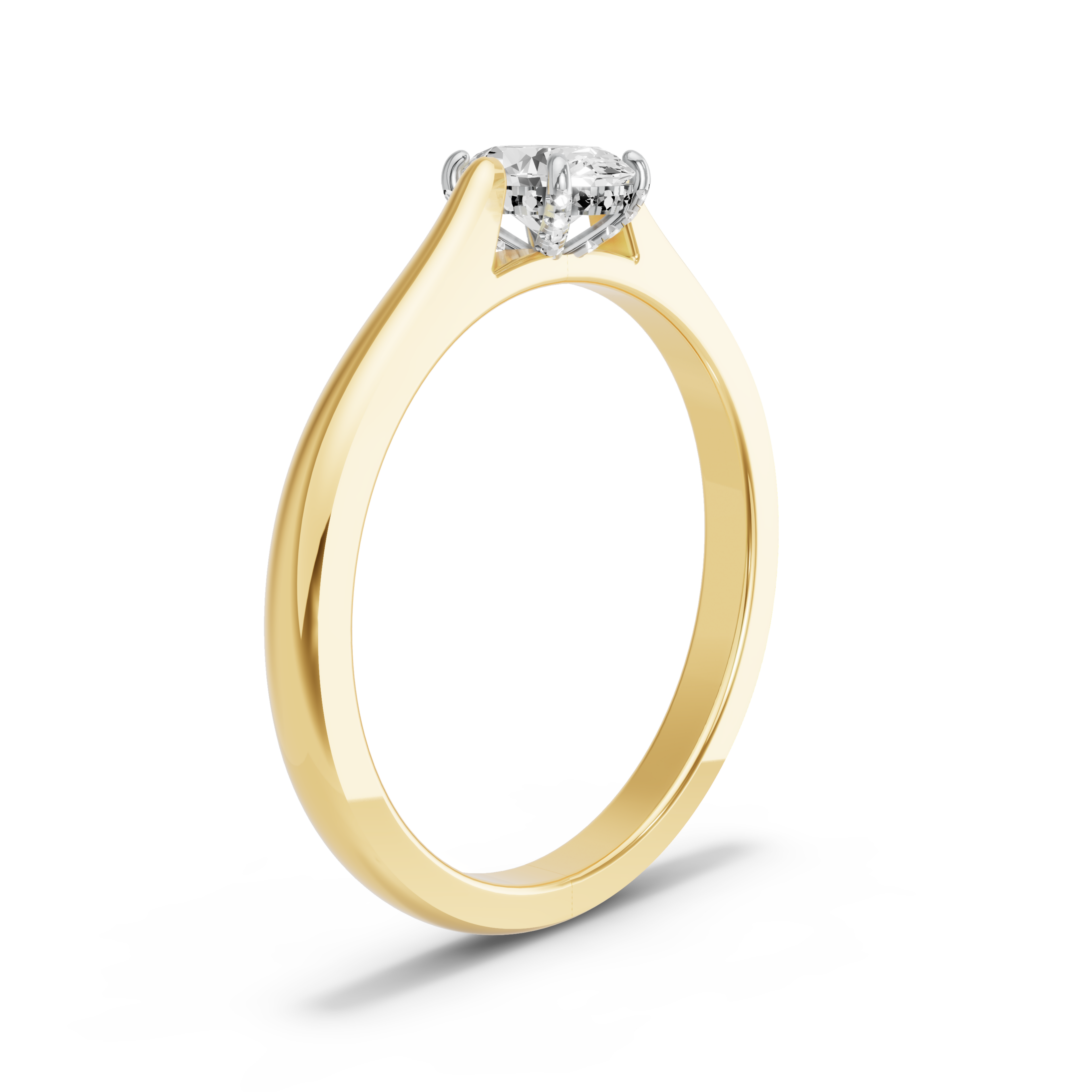 Image for Oval Pave Basket Ring with Knife Edge Cathedral band in 18K Two Tone Yellow Gold