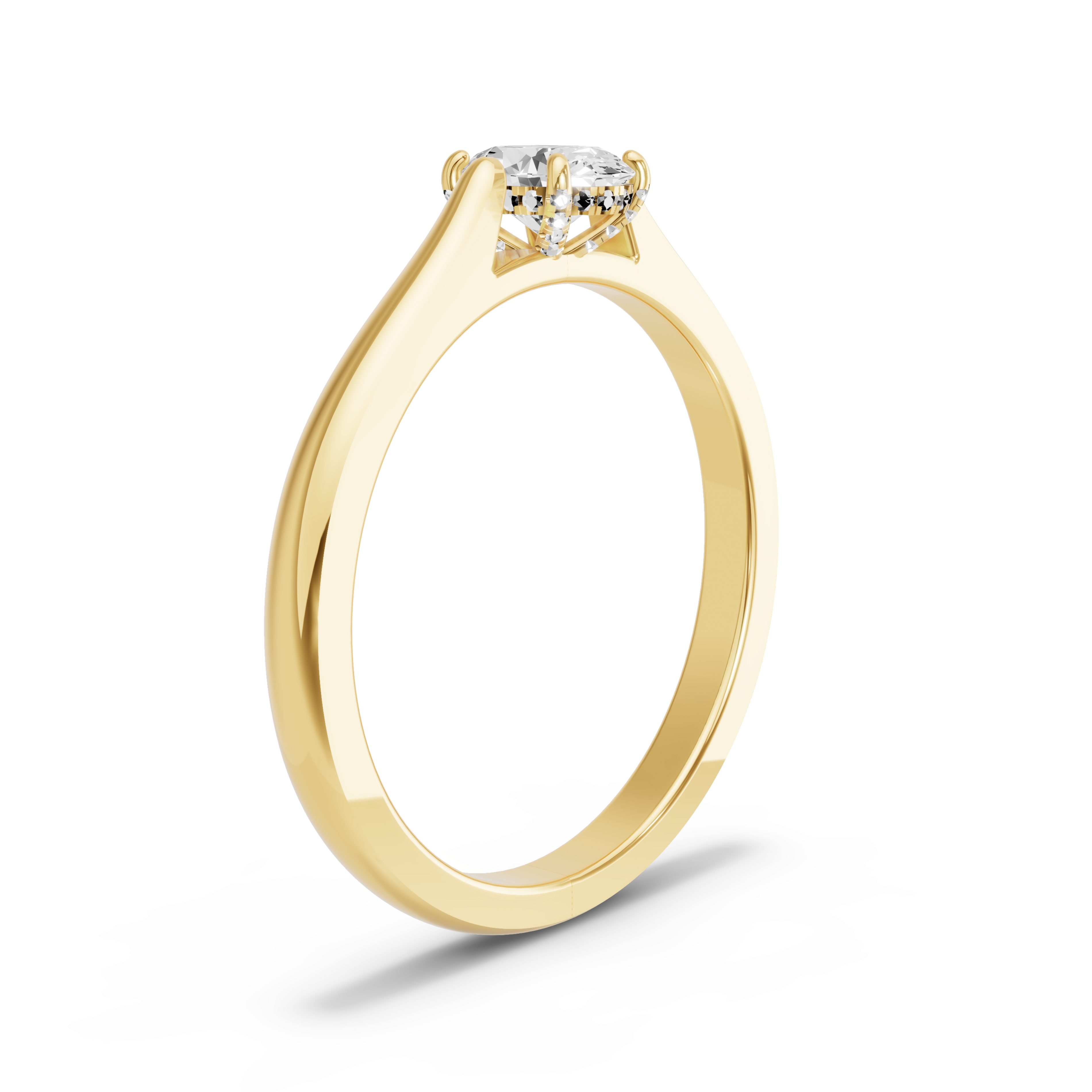 Image for Oval Pave Basket Ring with Knife Edge Cathedral band in 14K Yellow Gold