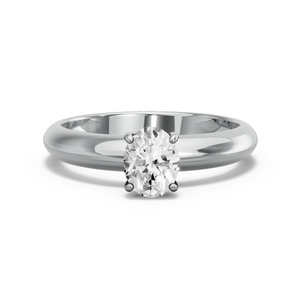 Image for Oval Pave Basket Ring with Knife Edge Solitaire band