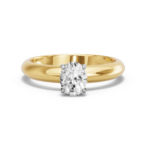 Image for Oval Pave Basket Ring with Knife Edge Solitaire band