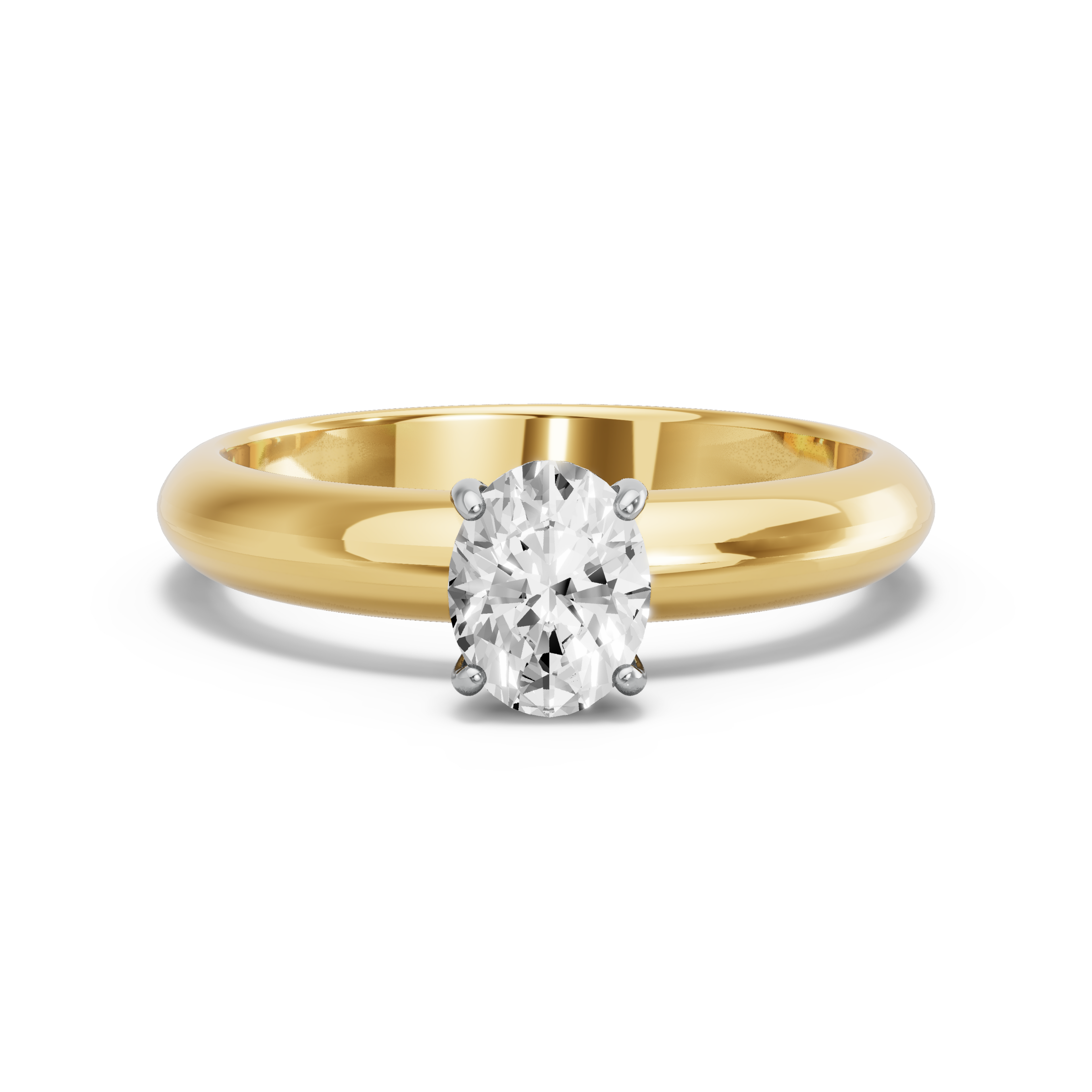 Image for Oval Pave Basket Ring with Knife Edge Solitaire band in 14K Two Tone Yellow Gold