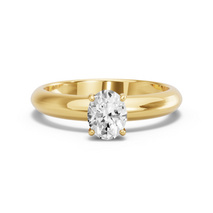 Image for Oval Pave Basket Ring with Knife Edge Solitaire band