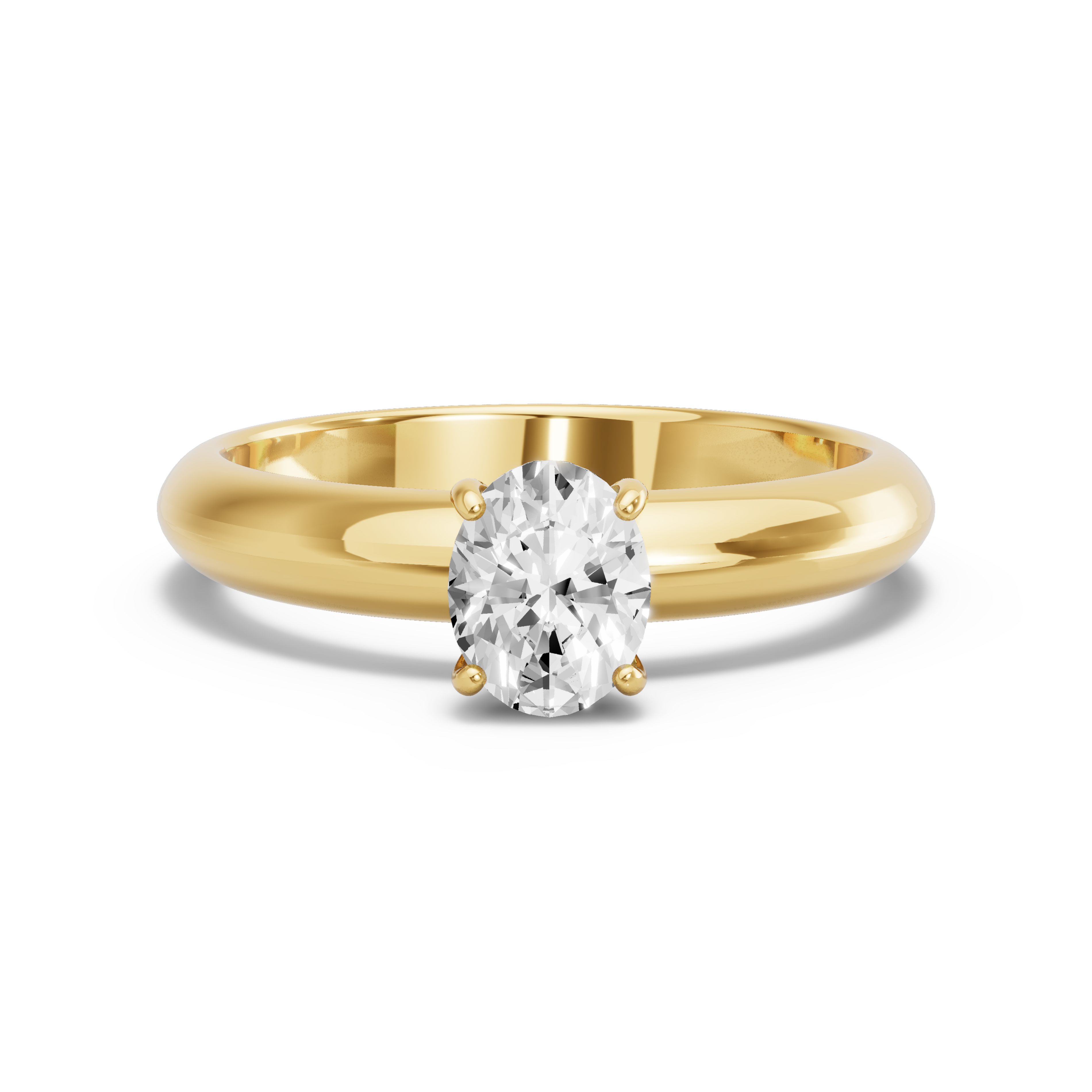 Image for Oval Pave Basket Ring with Knife Edge Solitaire band in 18K Yellow Gold
