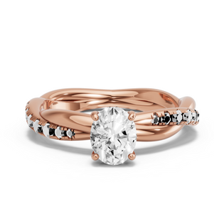 Image for Oval Pave Basket Ring with Rope Pave band