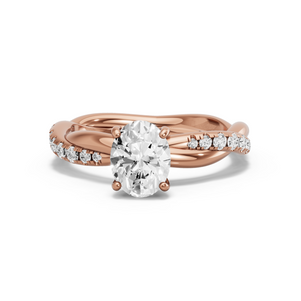 Image for Oval Pave Basket Ring with Rope Pave band