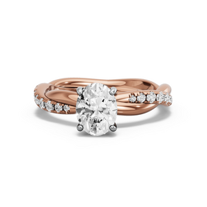 Image for Oval Pave Basket Ring with Rope Pave band