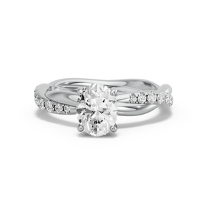 Image for Oval Pave Basket Ring with Rope Pave band