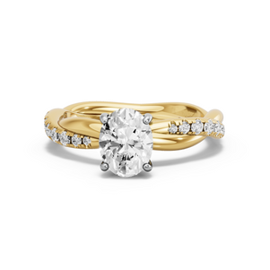 Image for Oval Pave Basket Ring with Rope Pave band