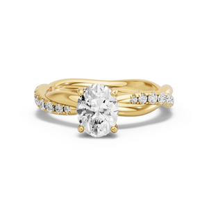 Image for Oval Pave Basket Ring with Rope Pave band