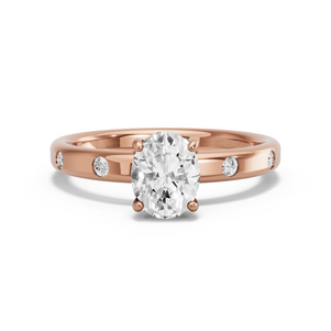 Image for Oval Pave Basket Ring with Sleek Accent band