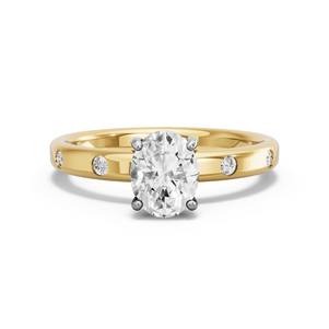 Image for Oval Pave Basket Ring with Sleek Accent band