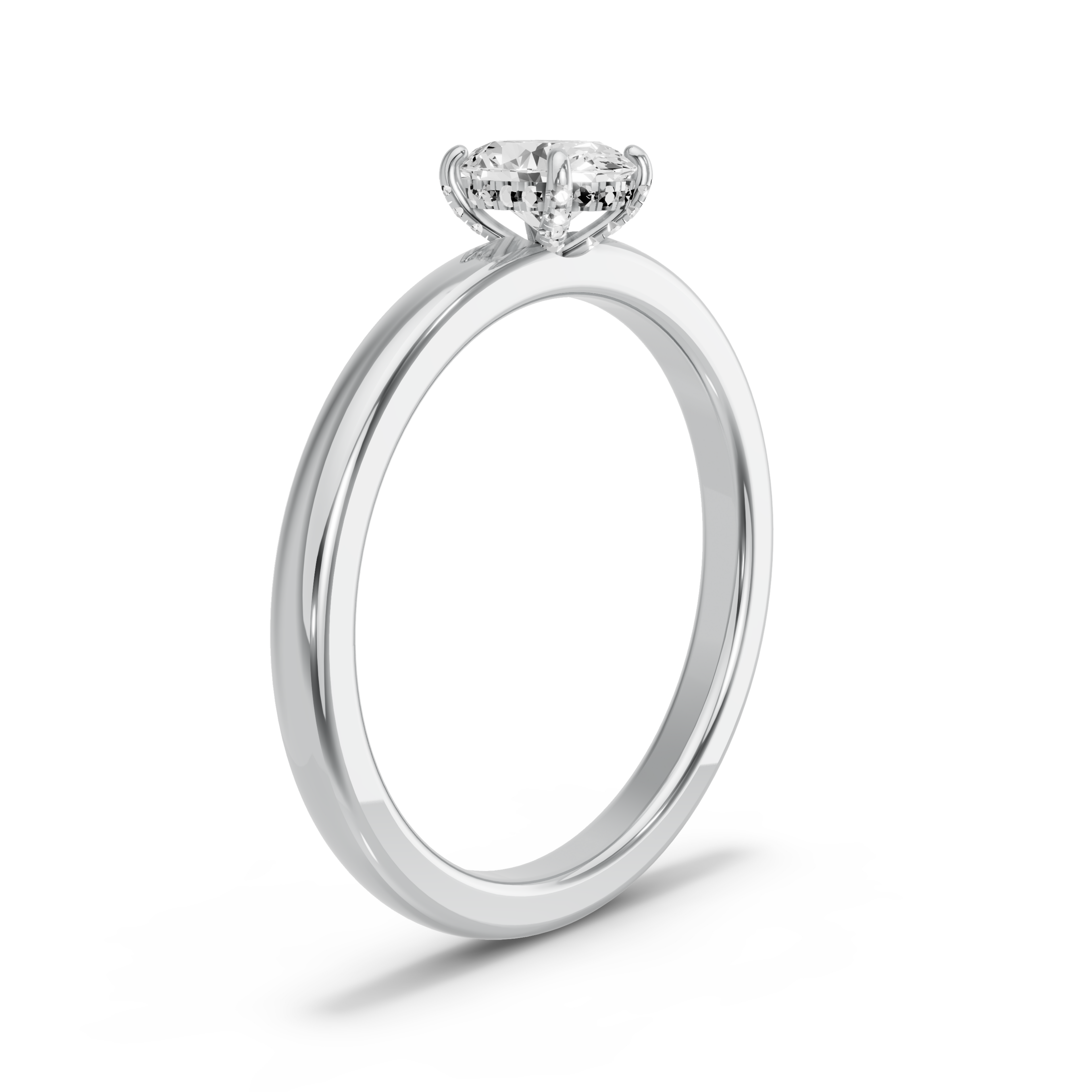 Image for Oval Pave Basket Ring with Solitaire band