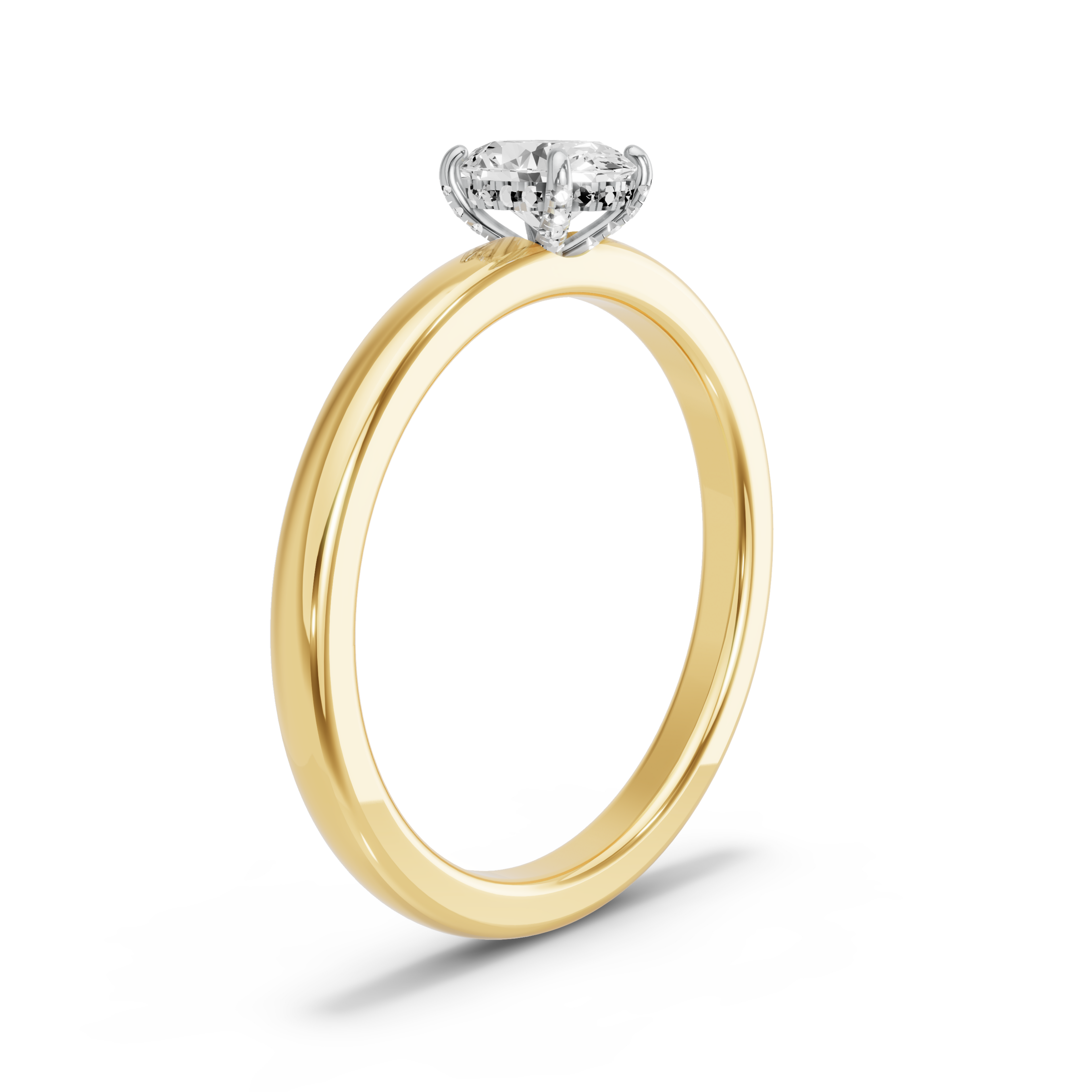 Image for Oval Pave Basket Ring with Solitaire band in 10K Two Tone Yellow Gold