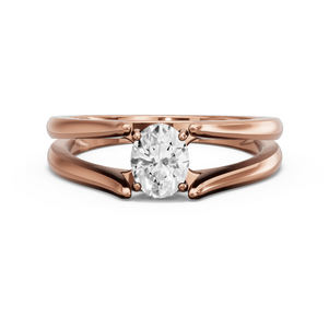 Image for Oval Pave Basket Ring with Split Ring Solitaire band