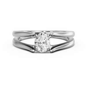 Image for Oval Pave Basket Ring with Split Ring Solitaire band