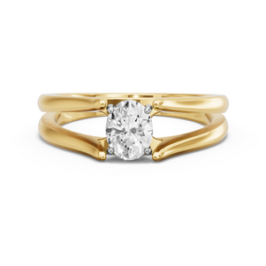 Image for Oval Pave Basket Ring with Split Ring Solitaire band