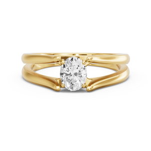 Image for Oval Pave Basket Ring with Split Ring Solitaire band