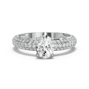 Image for Oval Pave Basket Ring with Triple Row Pave band