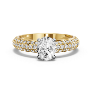 Image for Oval Pave Basket Ring with Triple Row Pave band