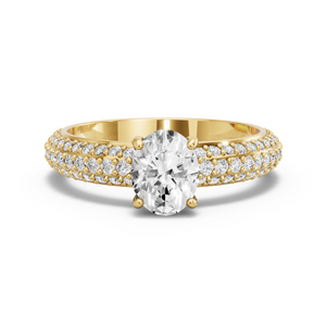 Image for Oval Pave Basket Ring with Triple Row Pave band