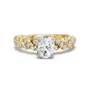 Image for Oval Pave Basket Ring with Twist Pave band