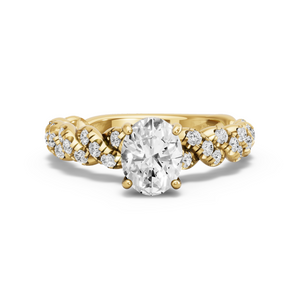 Image for Oval Pave Basket Ring with Twist Pave band