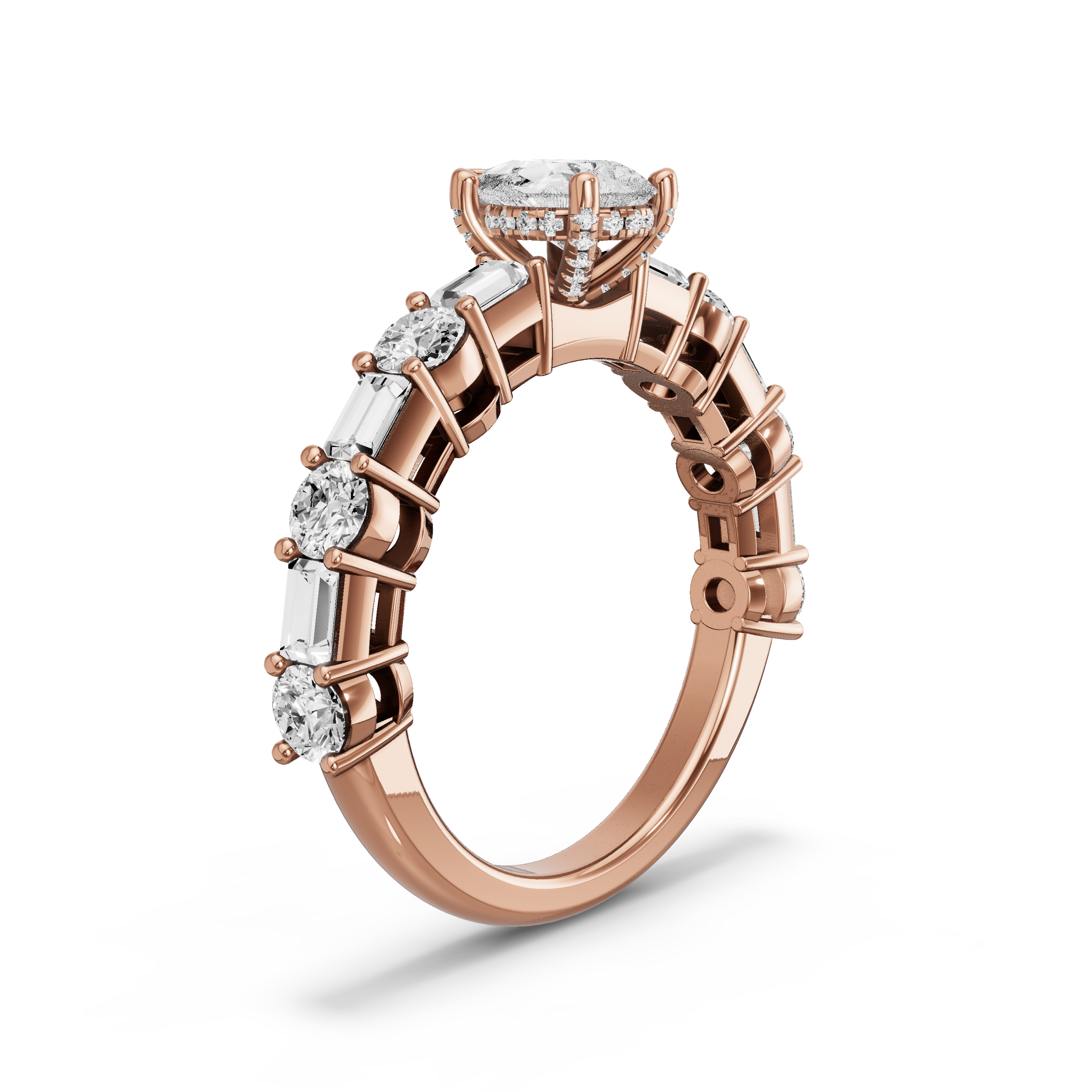 Image for pear-pave-basket-ring-with-alternating-baguette-band-in-14k-rose-gold