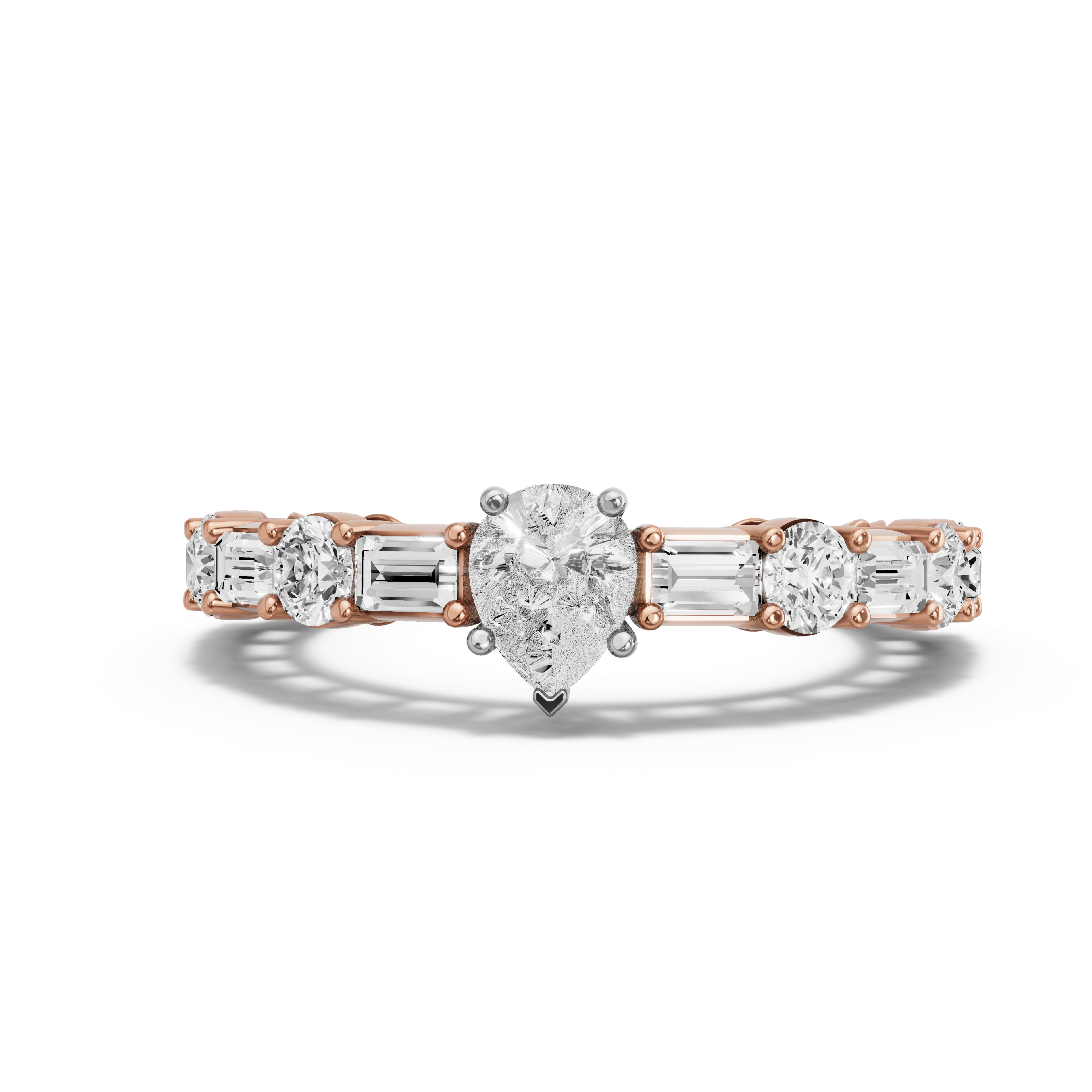 Image for pear-pave-basket-ring-with-alternating-baguette-band-in-10k-two-tone-rose-gold