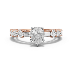 Image for Pear Pave Basket Ring with Alternating Baguette band