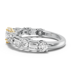 Image for Pear Pave Basket Ring with Alternating Baguette band