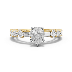 Image for Pear Pave Basket Ring with Alternating Baguette band
