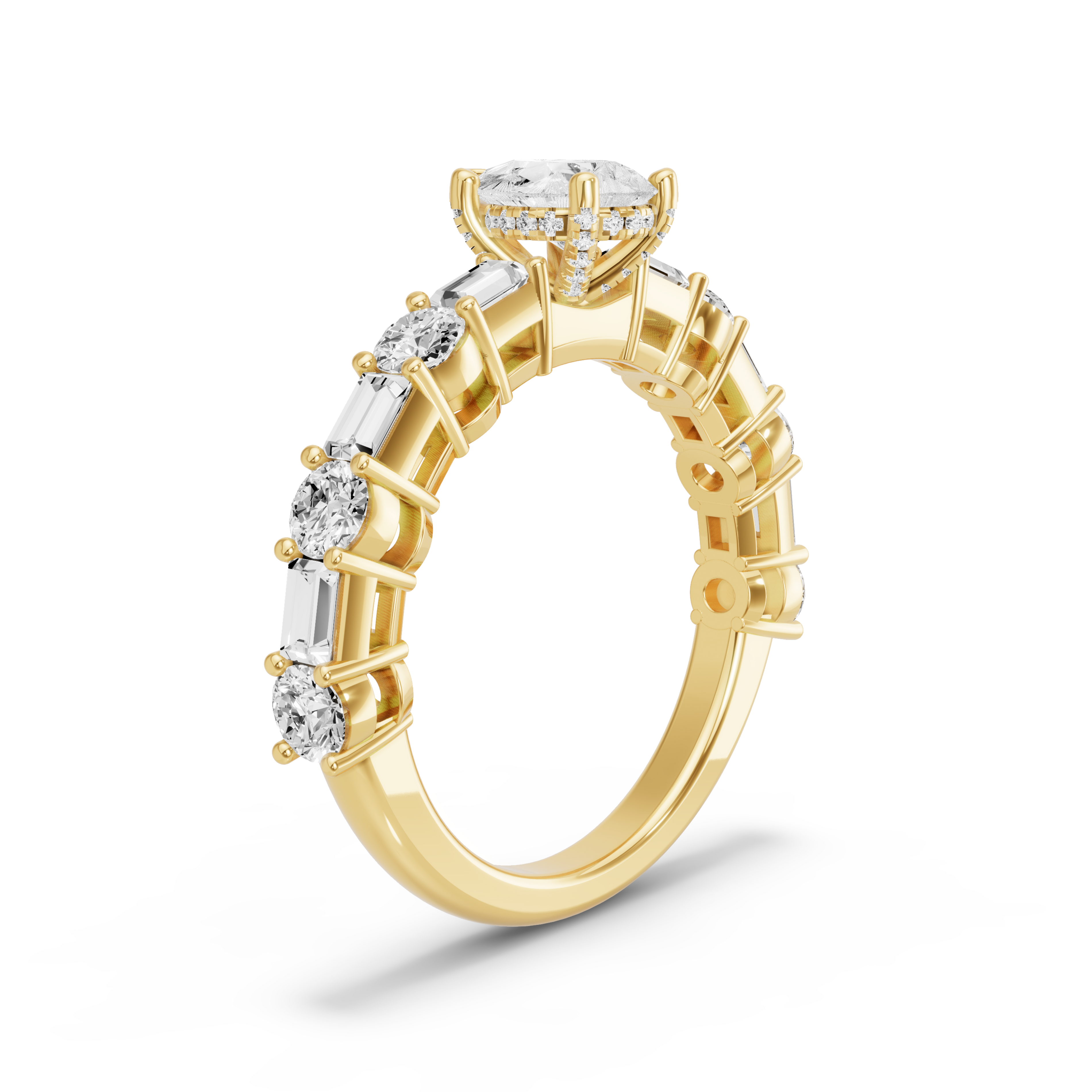 Image for pear-pave-basket-ring-with-alternating-baguette-band-in-18k-yellow-gold