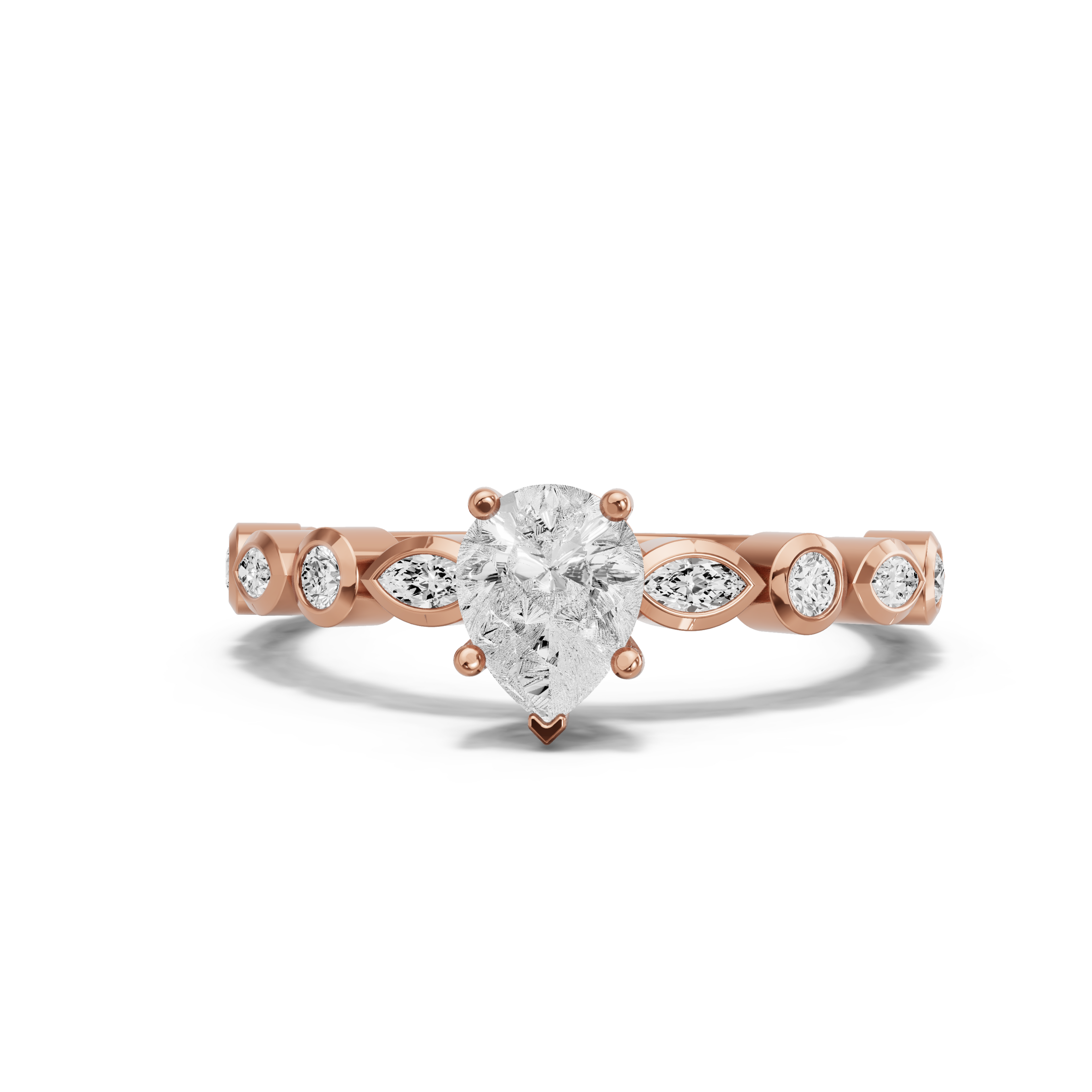 Image for pear-pave-basket-ring-with-alternating-marquise-band-in-10k-rose-gold