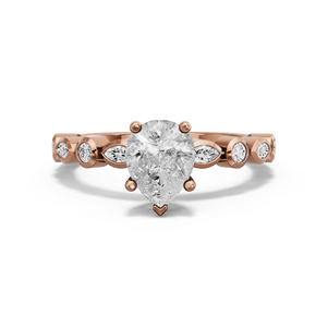 Image for Pear Pave Basket Ring with Alternating Marquise band