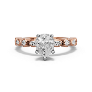 Image for Pear Pave Basket Ring with Alternating Marquise band