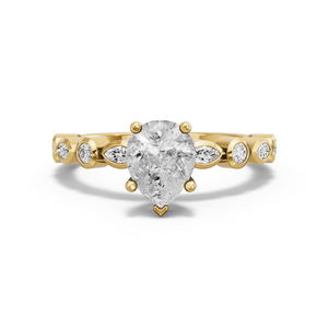 Image for Pear Pave Basket Ring with Alternating Marquise band
