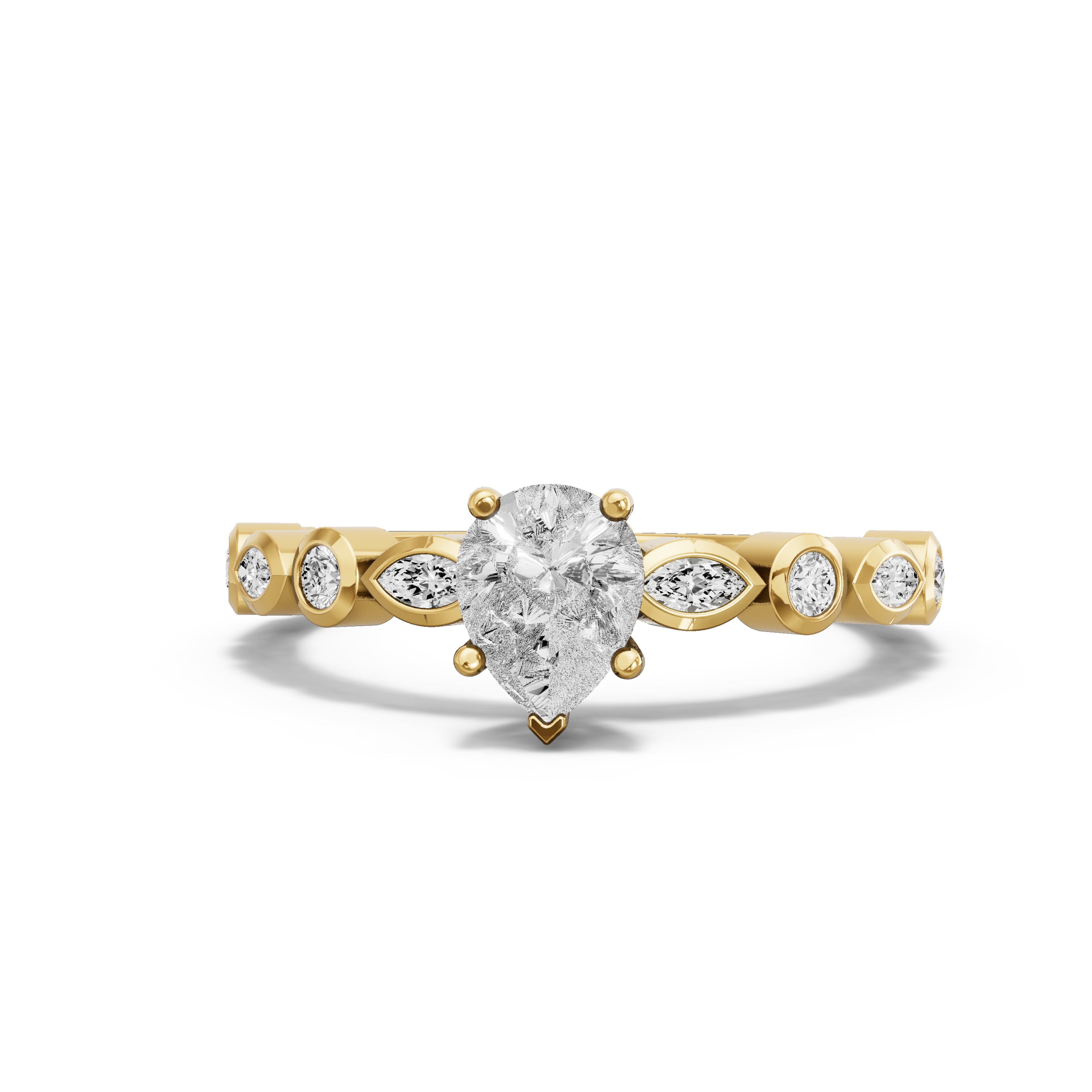Image for pear-pave-basket-ring-with-alternating-marquise-band-in-14k-yellow-gold