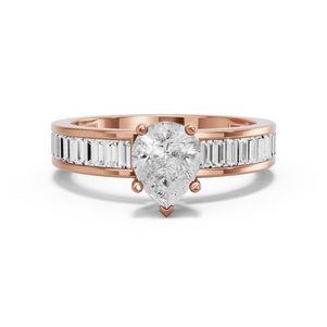 Image for Pear Pave Basket Ring with Baguette Channel band