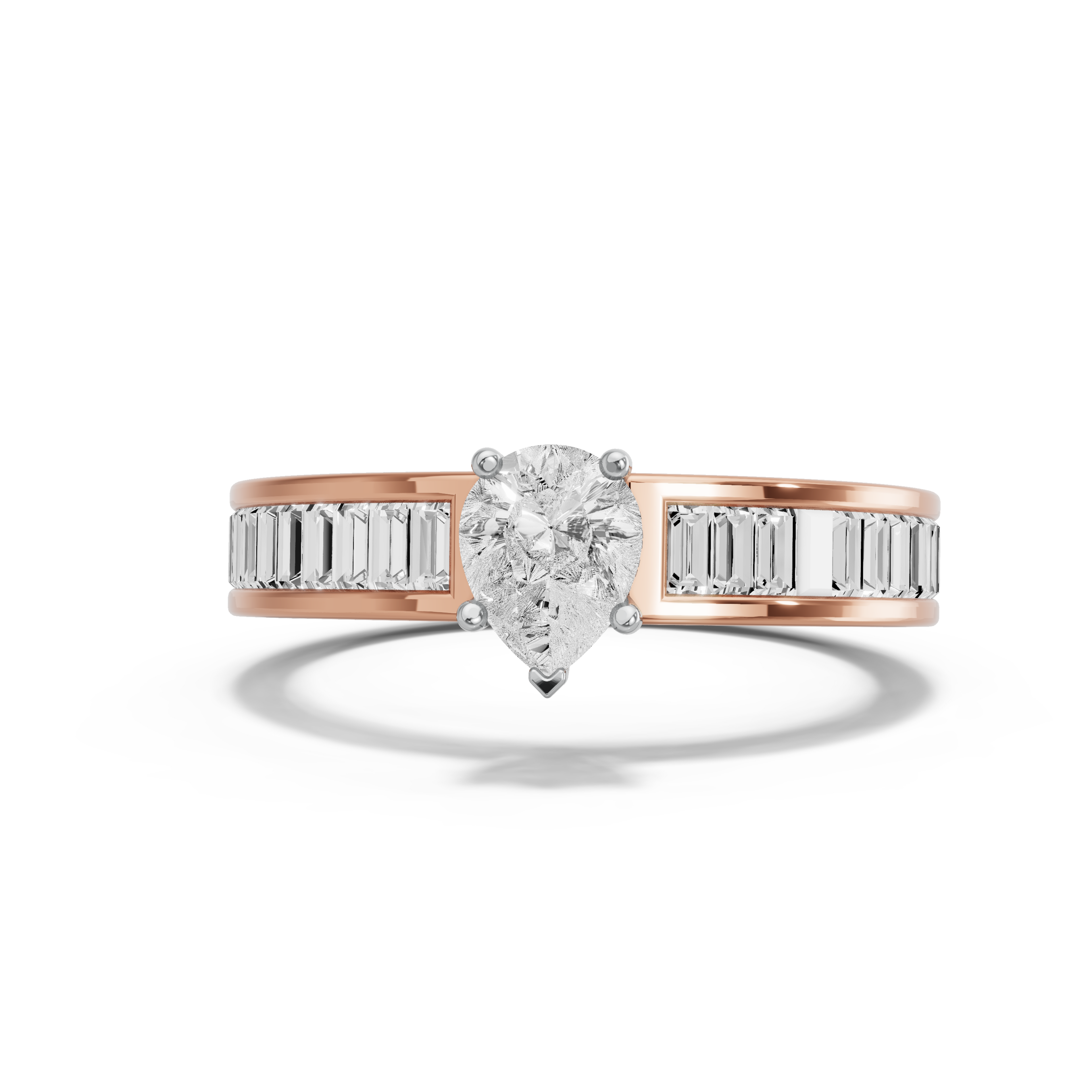 Image for pear-pave-basket-ring-with-baguette-channel-band-in-10k-two-tone-rose-gold