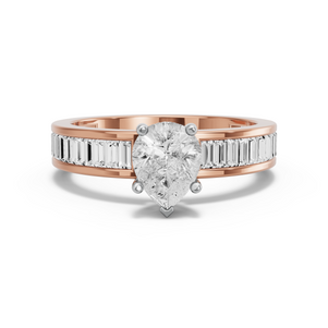 Image for Pear Pave Basket Ring with Baguette Channel band